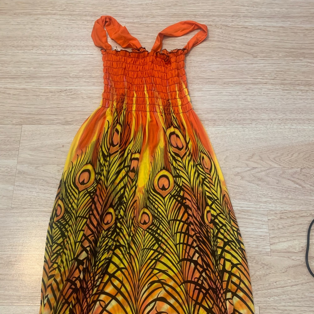 Peacock print summer dress